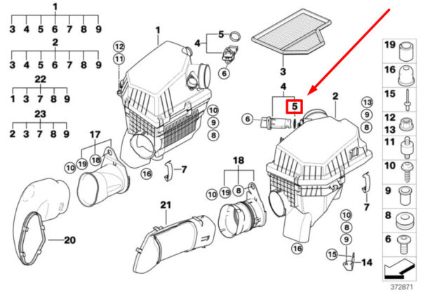 13627832097 - NEW BMW 5 E61 FUEL INJECTION AIR FLOW METER O-RING 13627832097 7832097