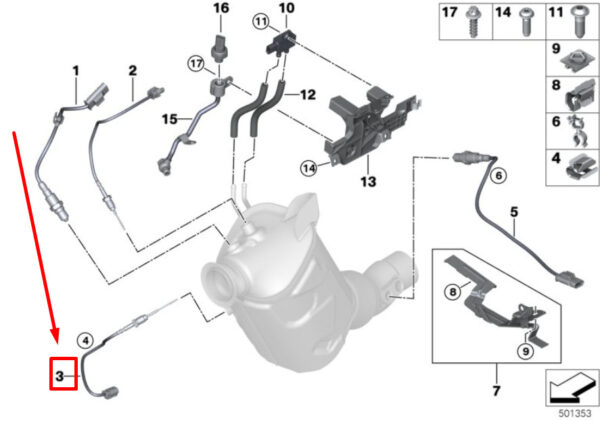13628582662 - NEW BMW 5 G30 EXHAUST GAS TEMPERATURE SENSOR 8582662 13628582662 ORIGINAL