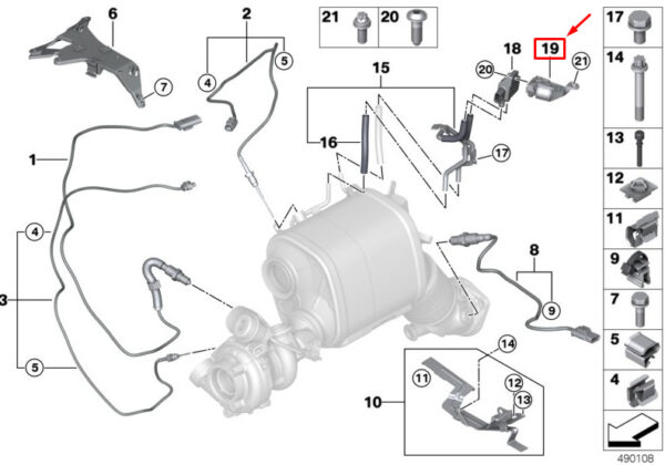 13628593693 - BMW X5 G05 M50dX differential pressure sensor mount 13628593693 new original