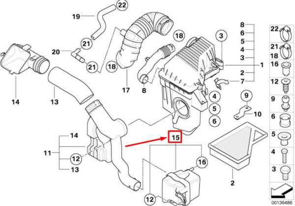13711477842 - NEW MINI CABRIO R52 INTAKE RESONATOR 1477842 13711477842 ORIGINAL