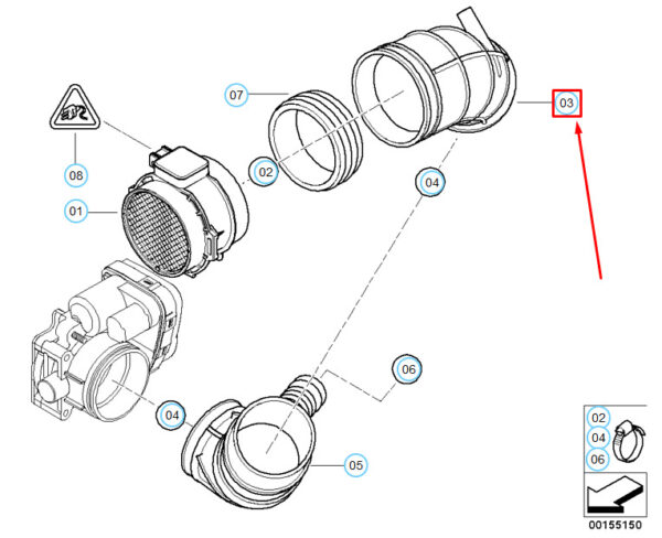 13717514879 - BMW Z4 E85 Roadster Mass Air Flow Sensor Intake Boot 13717514879 NEW GENUINE
