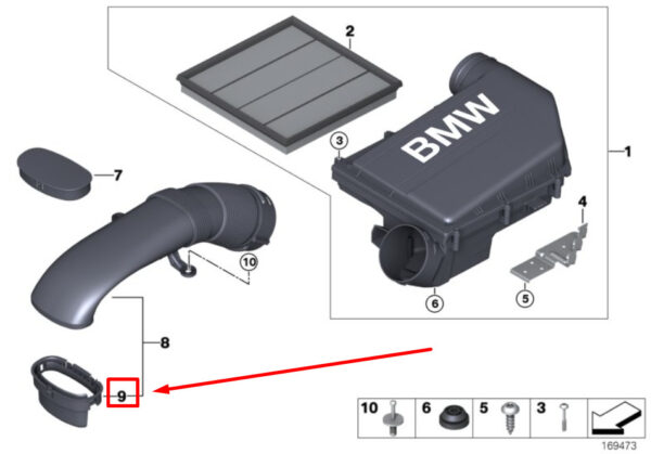 13717571361 - NEW BMW X6 E71 ENGINE AIR INLET HOSE ADAPTER 7571361 13717571361 ORIGINAL