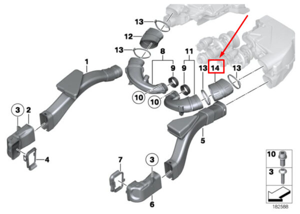 13717577475 - NEW BMW X5 E70 ENGINE AIR INTAKE HOSE ADAPTER 13717577475 7577475 ORIGINAL