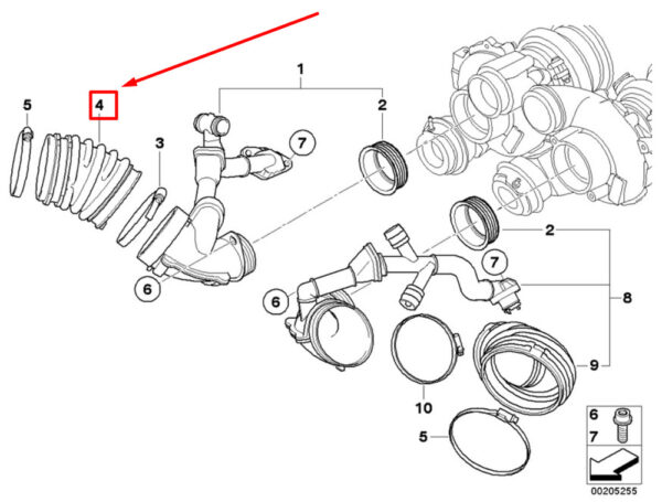 13717590351 - BMW X6 E71, E72 engine air intake hose adapter 13717590351 NEW ORIGINAL