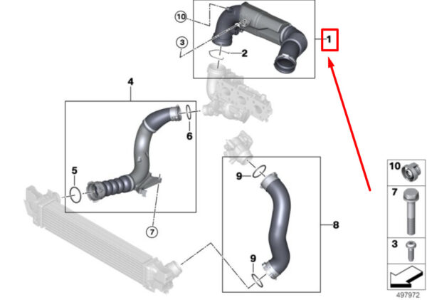 13717619268 - NEW BMW F45 F46 LOAD AIR INDUCTION WING FILTERED PIPE M 13717619268 ORIGINAL