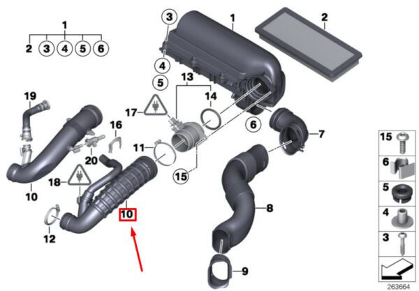 13717627501 - MINI Cooper S COUPE R58 Air Channel Suction Boots 13717627501 NEW GENUINE