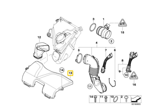 13717797475 - BMW Genuine 1 E81 E87 E82 Air Intake Suction Hood 116d 120d 118d 123d 7790605