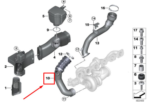13718621870 - NEW BMW 7 G12 FILTERED AIR PIPE 13718621870 8621870 ORIGINAL