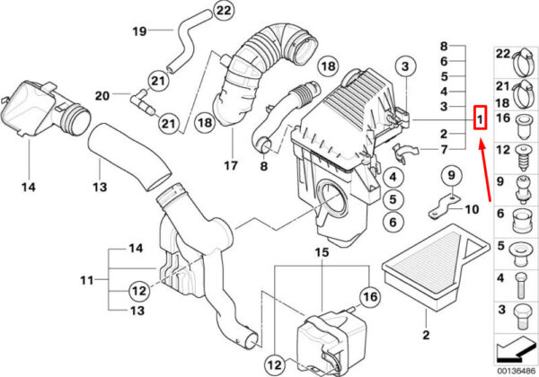 13721477831 - NEW MINI CONVERTIBLE R52 AIR INTAKE FILTER HOUSING 13721477831 1477831 ORIGINAL