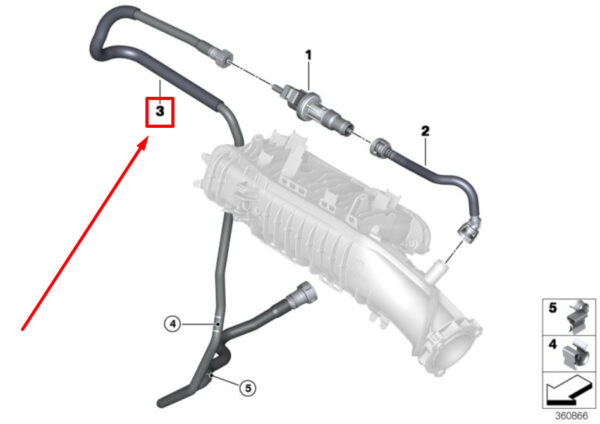13907614015 - NEW MINI CONVERTIBLE F57 FUEL TANK BREATHING.LINE WITH ESONATOR 13907614015 7614015