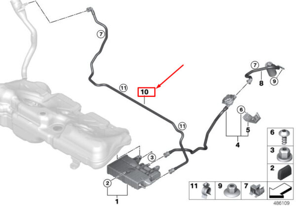 16117300654 - MINI COOPER F55 FUEL BREATHER LINE 16117300654 7300654 NEW GENUINE