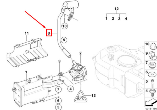 16136763839 - NEW MINI CONVERTIBLE R52 ACTIVE CHARCOAL VENT PIPE W / DUST FILTER 16136763839