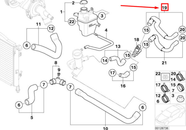 17127532972 - NEW MINI COOPER R50 ENGINE COOLANT HOSE 17127532972 ORIGINAL