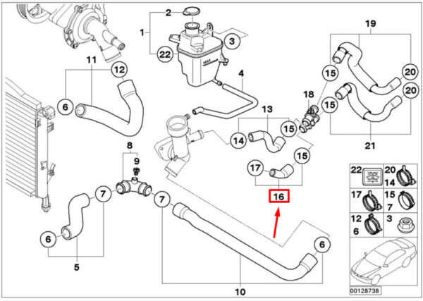17127535899 - NEW OEM MINI COOPER R50 ENGINE COOLANT HOSE 17127535899 GENUINE