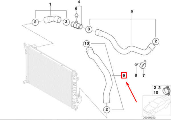 17127541094 - NEW OEM MINI COOPER S R53 LOWER RADIATOR COOLANT HOSE 17127541094 GENUINE