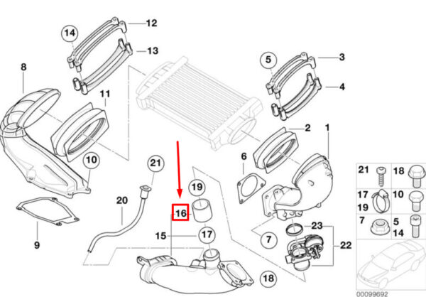 17511524538 - NEW OEM MINI COOPER R53 INTAKE DUCT HOSE 17511524538 GENUINE