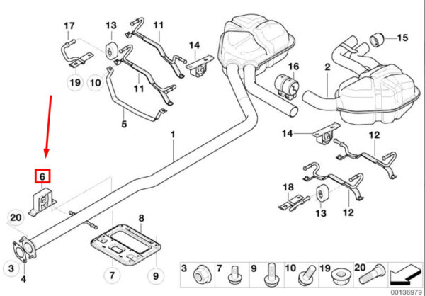 18101174146 - NEW MINI COOPER A D R50 REAR EXHAUST SYSTEM MOUNTING 18101174146 ORIGINAL