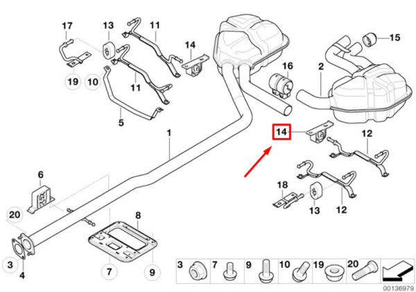 18207521427 - OEM MINI CABRIO R52 REAR EXHAUST SYSTEM HANGER RUBBER MOUNT 18207521427 GENUINE