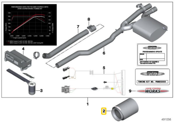 18302355304 - New Genuine MINI COOPER F55 S F56 S F57 S Exhaust Jcw Tail Pipe Chrome 2355304