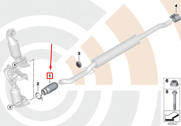 18302455551 - NEW MINI S COUPE R58 EXHAUST GAS DISCONNECT ELEMENT VALUE LINE 183024551 ORIGINAL