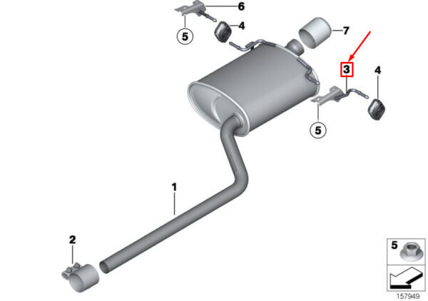 18302753103 - MINI CONVERTIBLE R57 REAR LEFT MUFFLER BRACKET 18302753103 NEW GENUINE
