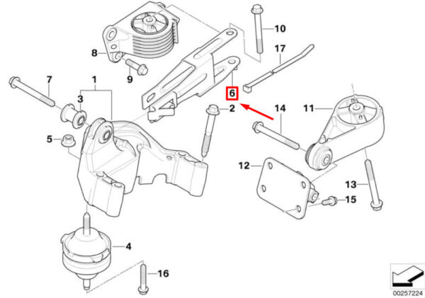 22116758539 - NEW MINI COOPER R50, R53 SUPPORTED ENGINE MOUNT 22116758539 ORIGINAL
