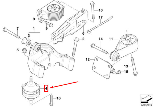 22116760448 - Mini Cooper One R50 Engine Mount 22116760448, Original Part