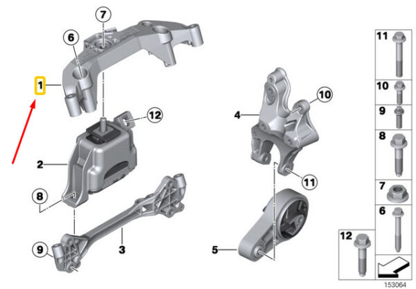 22116772032 - NEW OEM MINI COOPER R56 ENGINE SUPPORT BRACKET 6772032 22116772032 GENUINE