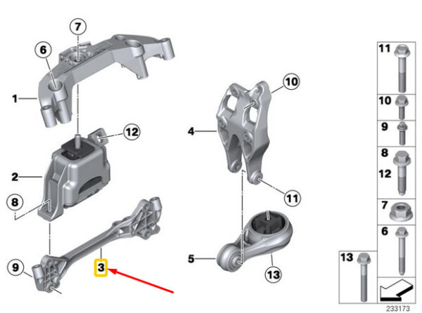 22116772034 - MINI COUNTRYMAN R60 Adapter Plate for Engine Suspension 22116772034 NEW GENUINE