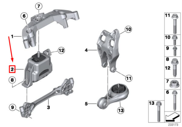 22116778645 - Mini Cooper R56 Engine Mount 22116778645, Original Part
