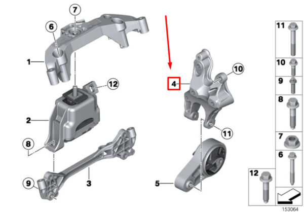 22116780439 - MINI CONVERTIBLE R57 Mount for Engine Suspension 6780439 22116780439 NEW REAL