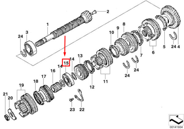 23121036984 - OEM MINI COOPER R50 TRANSMISSION OUTPUT SHAFT BALL BEARING 23121036984 GENUINE