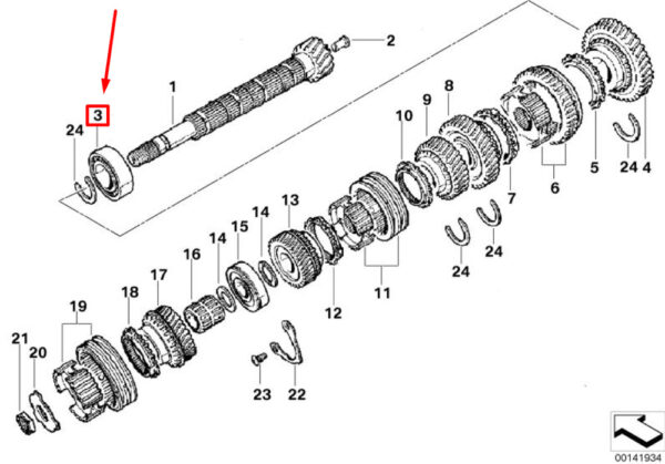 23211036995 - NEW MINI COOPER R50 TRANSMISSION OUTPUT SHAFT ROLLER BEARING 23211036995 ORIGINAL