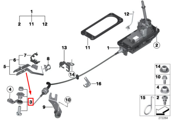 24507571927 - NEW MINI COUP� R58 CAR TRANSFER SELECTION LEVER 24507571927 7571927 ORIGINAL