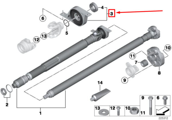 26127600227 - MINI COUNTRYMAN R60 Center Mounted Drive Shaft 26127600227 NEW REAL