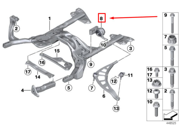 31129803498 - NEW FRONT MINI LANDSMANN R60 RIGHT HANDLEBAR LOWER 31129803498 MOUNT ORIGINAL