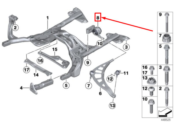 31129804427 - MINI R60 Left Wishbone Bracket with Rubber Bracket 31129804427 9804427 NEW