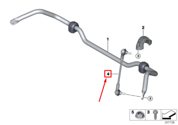 31306862863 - MINI COOPER F55 Swivel Support for Front Stabilizer 31306862863 NEW REAL