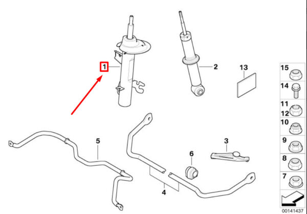 31316780521 - NEW OEM MINI COOPER R50 FRONT LEFT SUSPENSION STRUT 31316780521 GENUINE