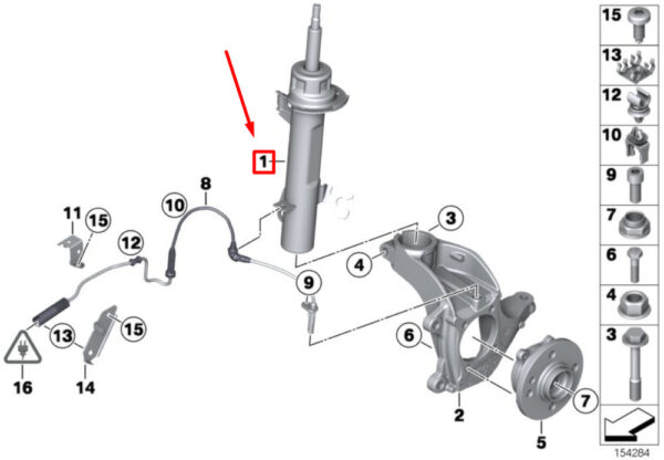 31316782207 - NEW OEM MINI COOPER R56 FRONT LEFT SUSPENSION STRUT 31316782207 GENUINE