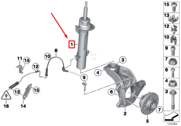 31316782210 - NEW OEM MINI COOPER S R56 FRONT RIGHT SUSPENSION STRUT 31316782210 GENUINE