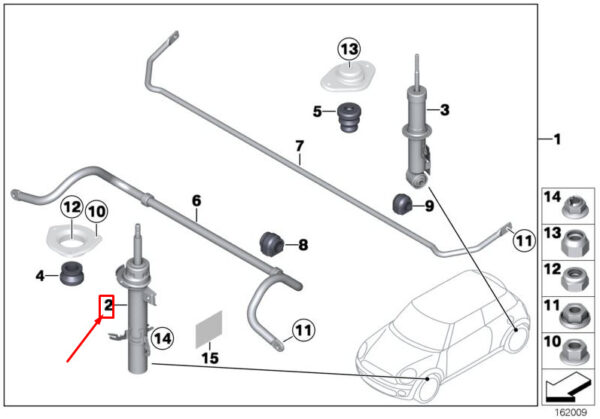 31316782719 - MINI COUPE R58 FRONT LEFT SHOCK ABSORBER 31316782719 6782719 NEW GENUINE