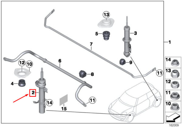 31316782720 - MINI COUPE R58 FRONT RIGHT SHOCK ABSORBER 31316782720 6782720 NEW GENUINE
