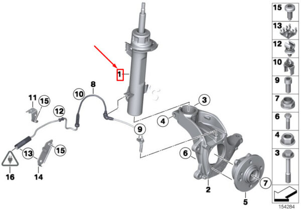 31316789553 - MINI CONVERTIBLE R57 FRONT LEFT SHOCK ABSORBER 6789553 31316789553 NEW GENUINE