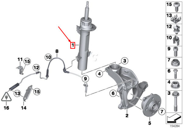 31316789554 - NEW MINI CABRIO R57 FRONT RIGHT SHOCK ABSORBER 6789554 31316789554 ORIGINAL