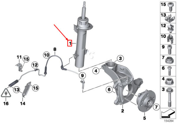 31316789555 - MINI CONVERTIBLE R57 FRONT LEFT SHOCK ABSORBER 31316789555 6789555 NEW GENUINE