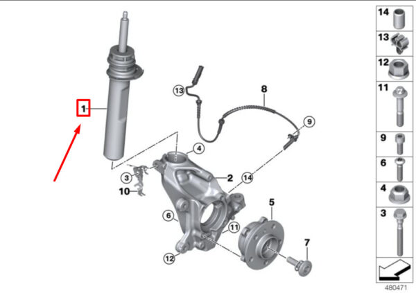 31316852414 - OEM MINI COOPER S F56 FRONT RIGHT SUSPENSION SPRING STRUT 31316852414 GENUINE