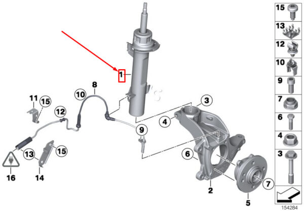 31316855358 - MINI COUPE R58 FRONT RIGHT SHOCK ABSORBER 31316855358 6855358 NEW GENUINE