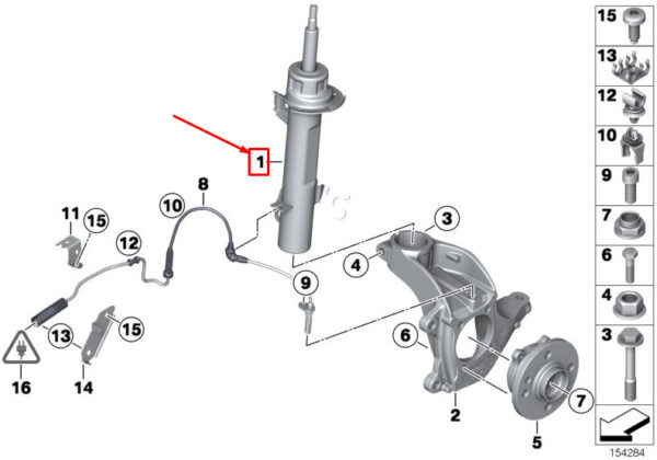 31316857133 - MINI Roadster R59 Front Left Shock Absorber 6857133 31316857133 NEW GENUINE