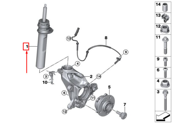 31316862447 - MINI CONVERTIBLE F57 FRONT LEFT SHOCK ABSORBER 6862447 31316862447 NEW GENUINE